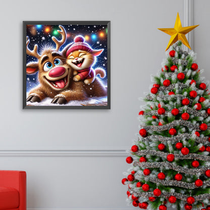 Winter Christmas Reindeer - Full Square Drill Diamond Painting 30*30CM