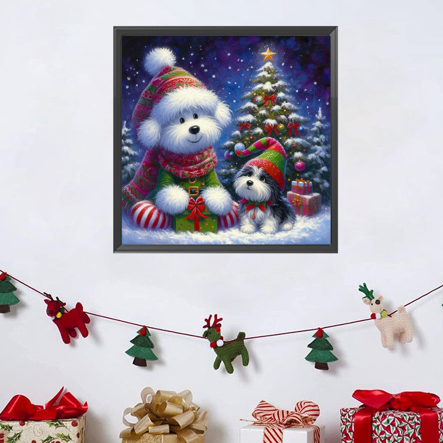 Winter Christmas Dog - Full Square Drill Diamond Painting 30*30CM