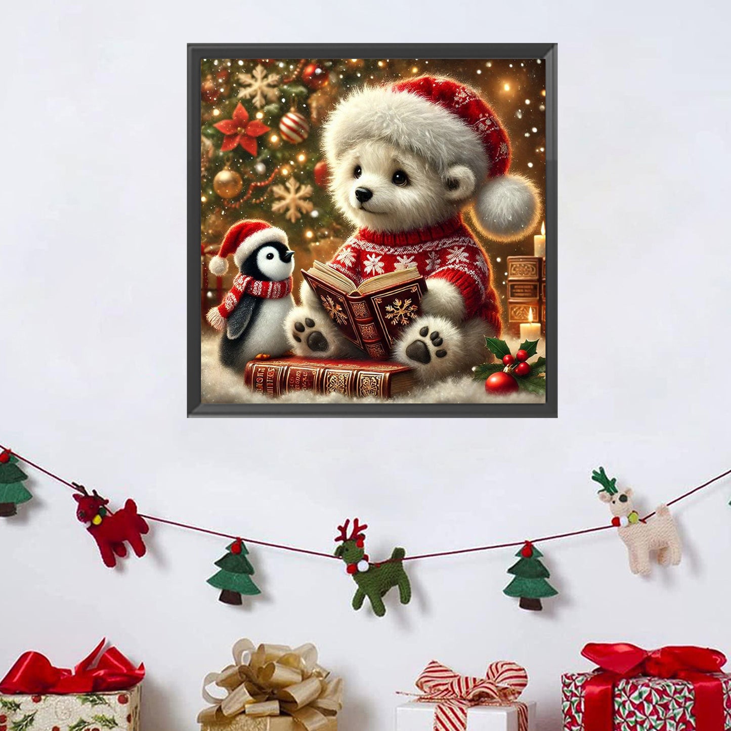 Winter Christmas Polar Bear - Full Square Drill Diamond Painting 30*30CM