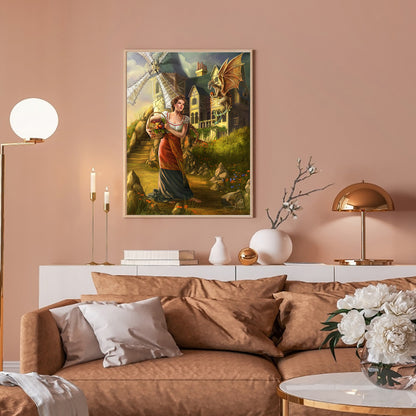 Vintage Girl - Full Round Drill Diamond Painting 30*40CM