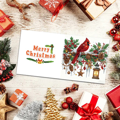 6PCS Cardinal Theme DIY Diamond Painting Art Greeting Card Set with Envelope