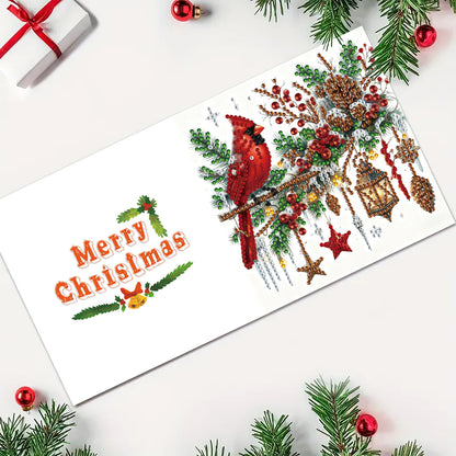 6PCS Cardinal Theme DIY Diamond Painting Art Greeting Card Set with Envelope