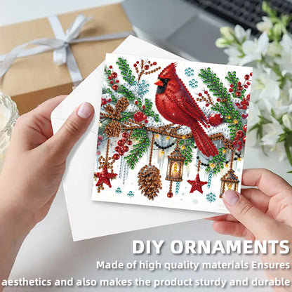 6PCS Cardinal Theme DIY Diamond Painting Art Greeting Card Set with Envelope