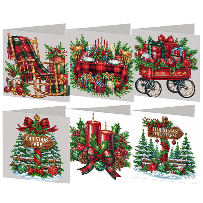 6PCS Christmas Theme DIY Diamond Painting Art Greeting Card Set with Envelope