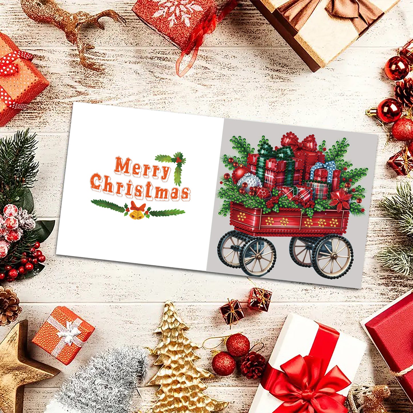 6PCS Christmas Theme DIY Diamond Painting Art Greeting Card Set with Envelope