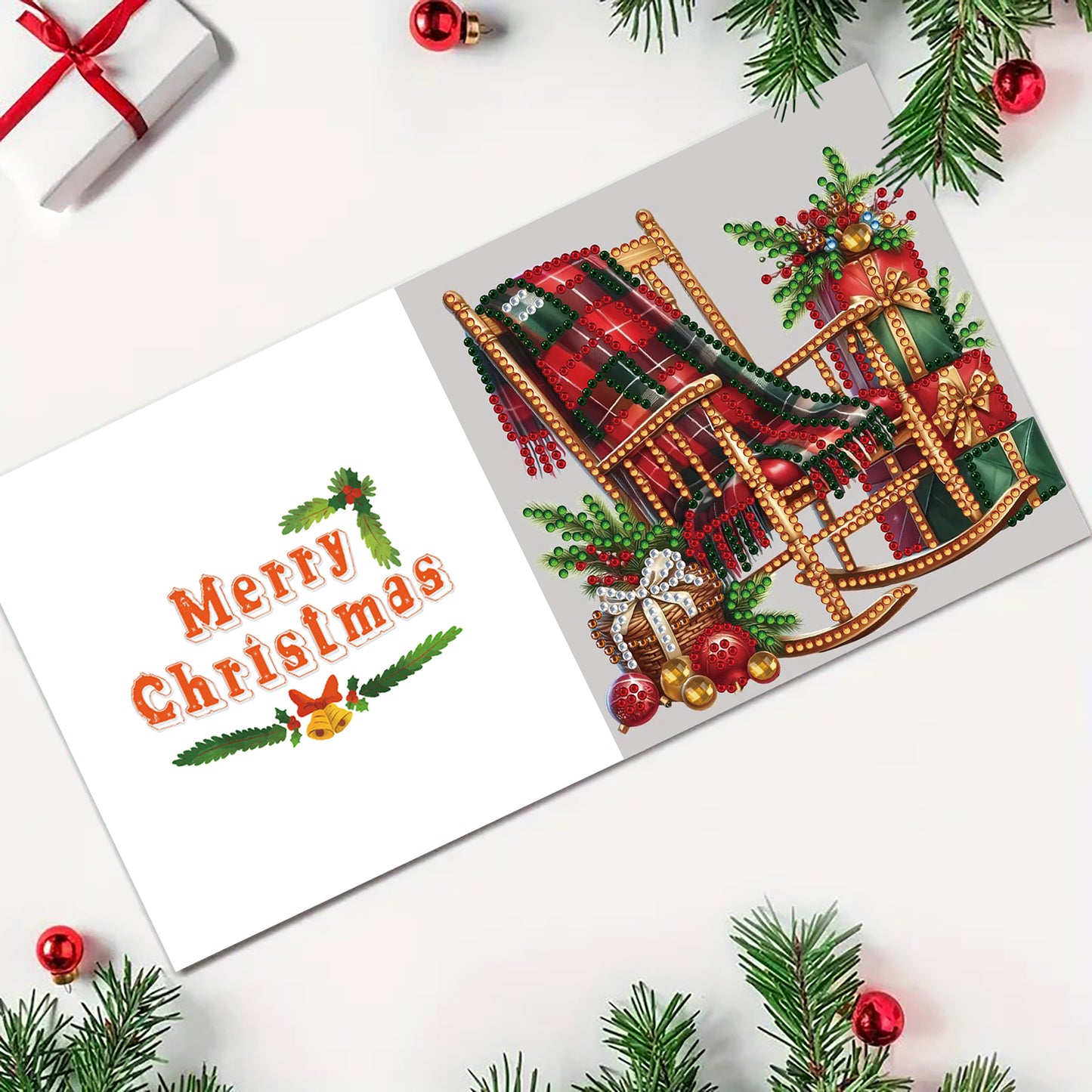 6PCS Christmas Theme DIY Diamond Painting Art Greeting Card Set with Envelope