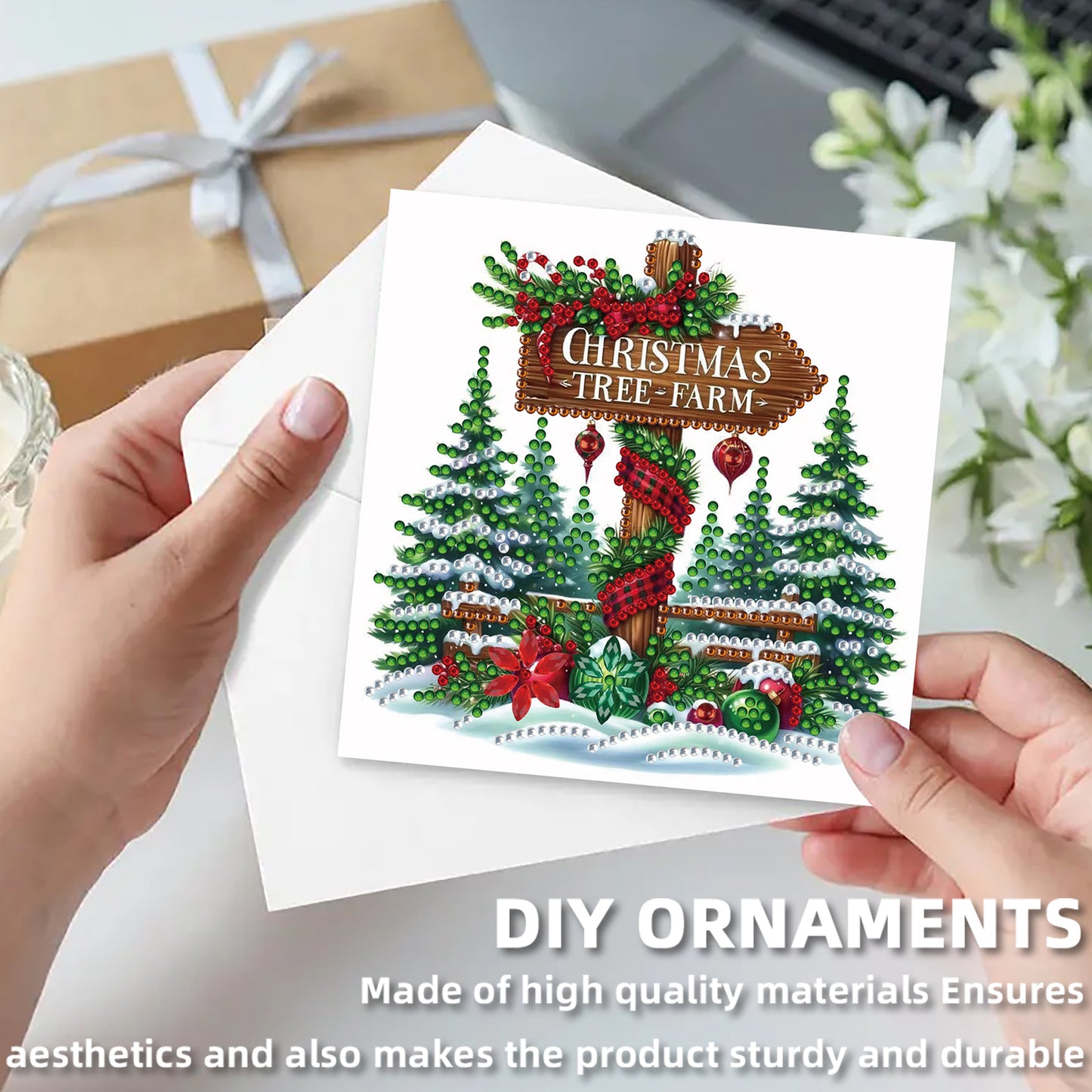 6PCS Christmas Theme DIY Diamond Painting Art Greeting Card Set with Envelope