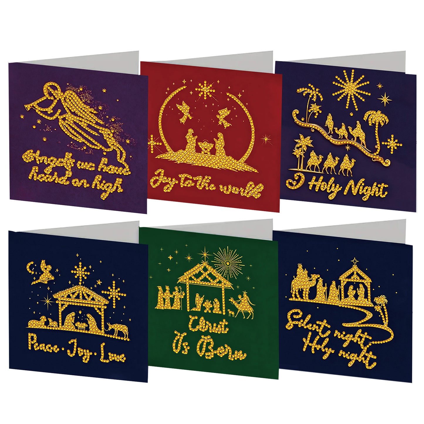 6PCS Worship Theme DIY Diamond Painting Art Greeting Card Set with Envelope