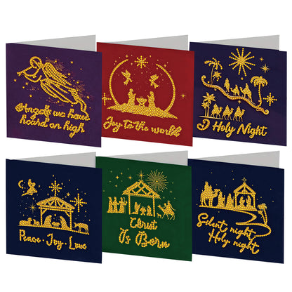 6PCS Worship Theme DIY Diamond Painting Art Greeting Card Set with Envelope