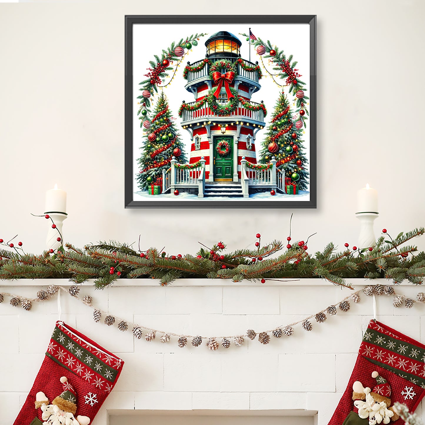 Christmas Lighthouse - Full Round Drill Diamond Painting 40*40CM