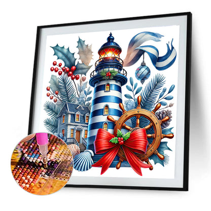 Christmas Lighthouse - Full Round Drill Diamond Painting 40*40CM