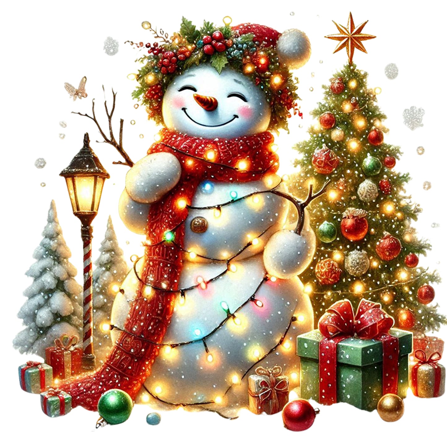 Christmas Snowmen And Christmas Trees - Full Round Drill Diamond Painting 40*40CM