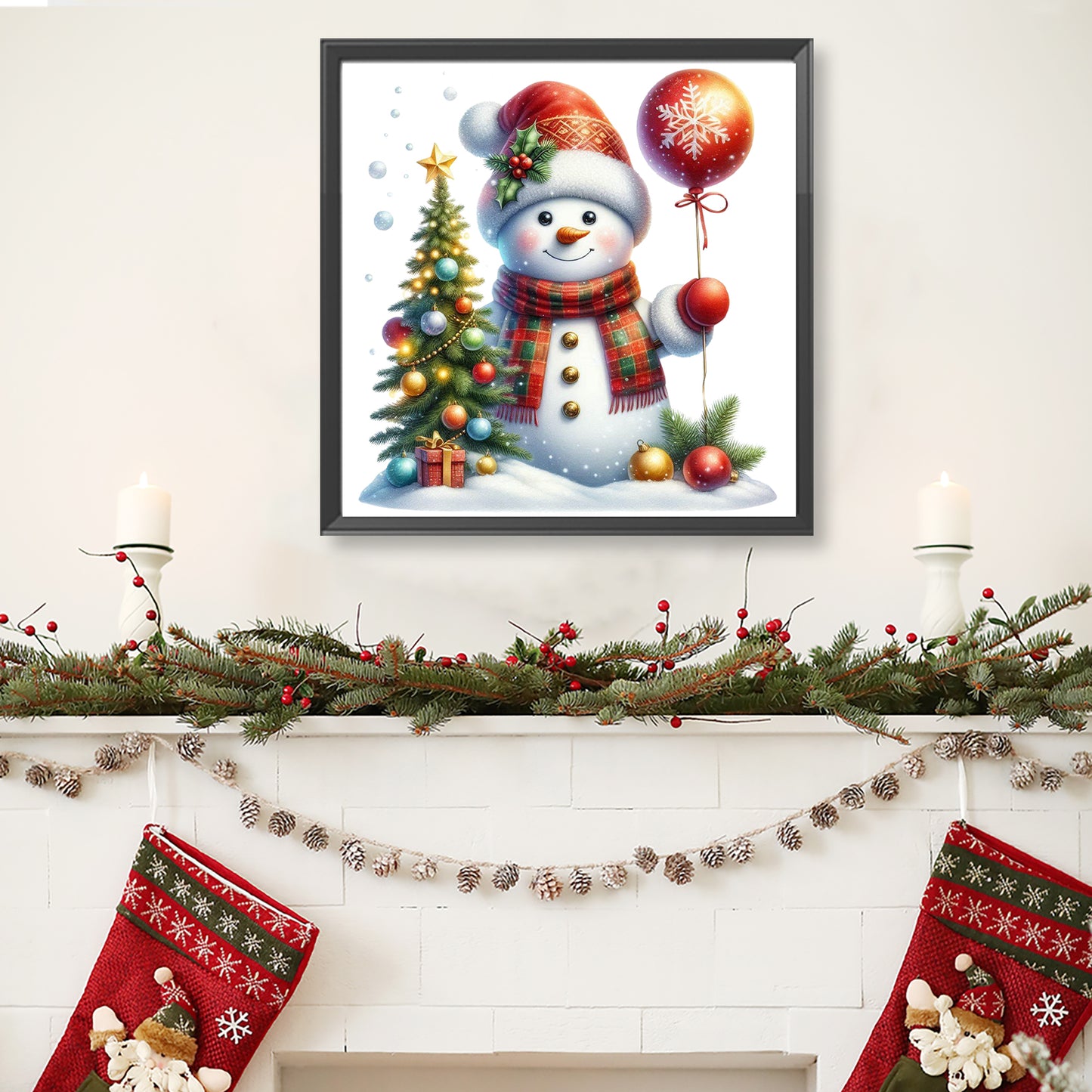 Christmas Snowmen And Balloons - Full Round Drill Diamond Painting 40*40CM