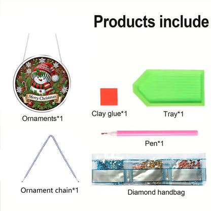 Snowman 2D Flat DIY Acrylic Diamond Painting Pendant Kits for Home Wall Decor