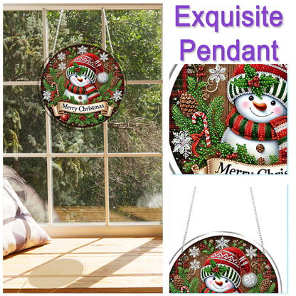 Snowman 2D Flat DIY Acrylic Diamond Painting Pendant Kits for Home Wall Decor