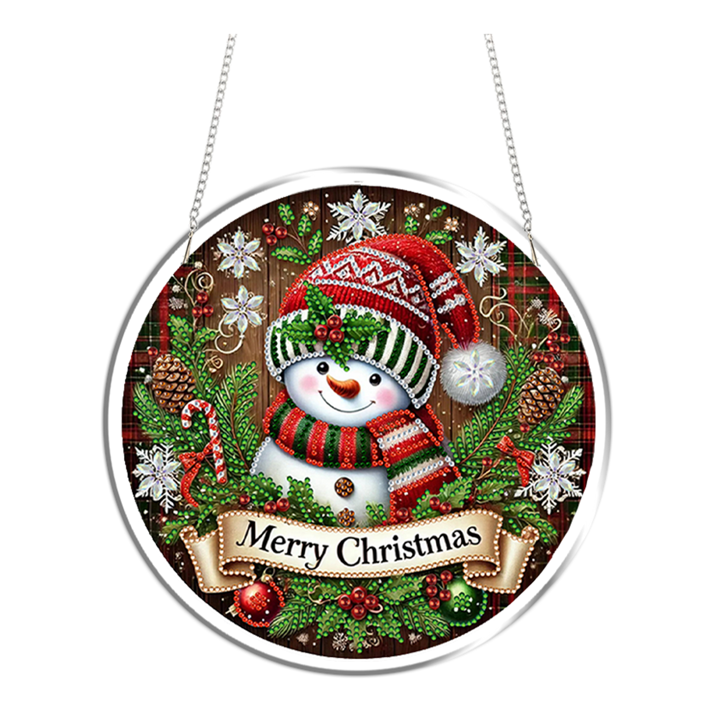 Snowman 2D Flat DIY Acrylic Diamond Painting Pendant Kits for Home Wall Decor