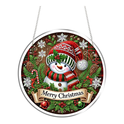 Snowman 2D Flat DIY Acrylic Diamond Painting Pendant Kits for Home Wall Decor