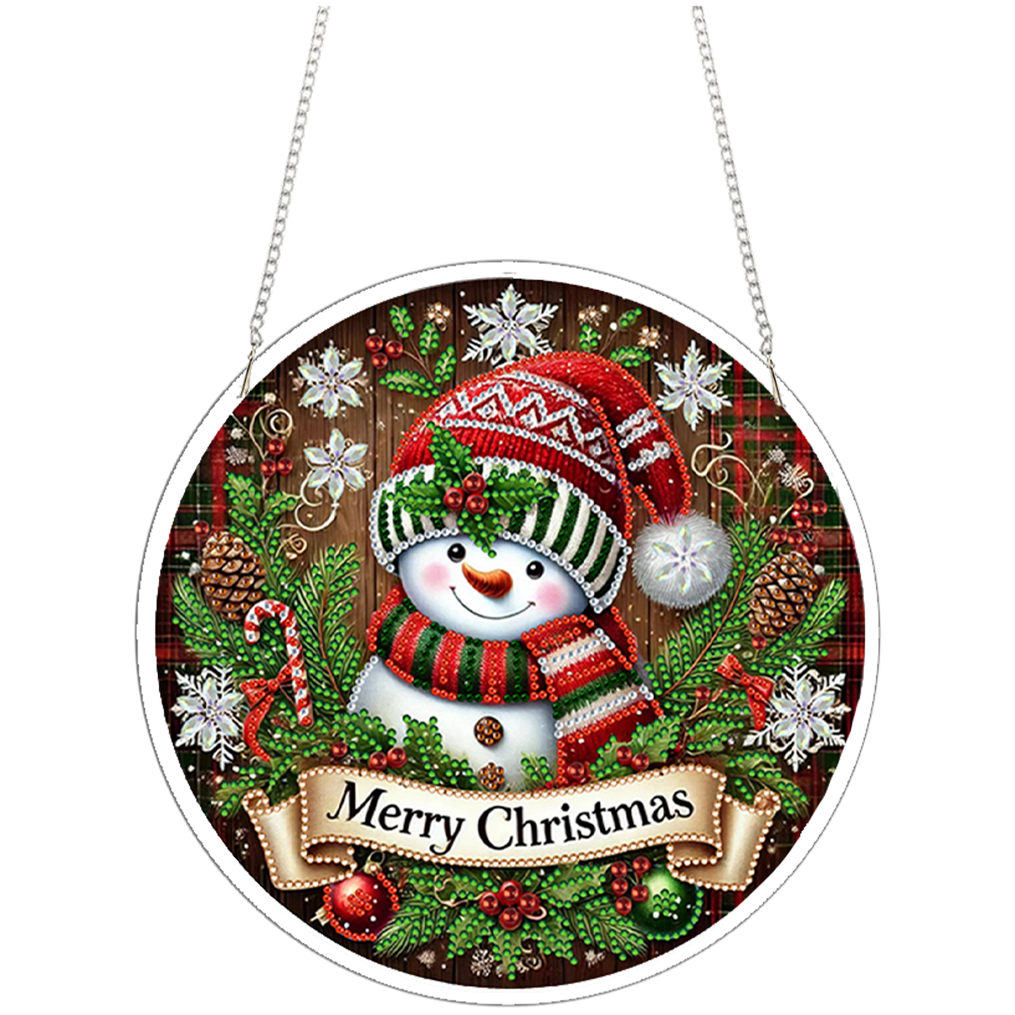 Snowman 2D Flat DIY Acrylic Diamond Painting Pendant Kits for Home Wall Decor
