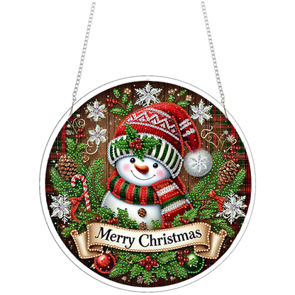 Snowman 2D Flat DIY Acrylic Diamond Painting Pendant Kits for Home Wall Decor