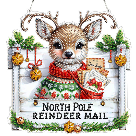 Reindeer 2D Flat DIY Acrylic Diamond Painting Pendant Kits for Home Wall Decor