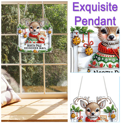 Reindeer 2D Flat DIY Acrylic Diamond Painting Pendant Kits for Home Wall Decor