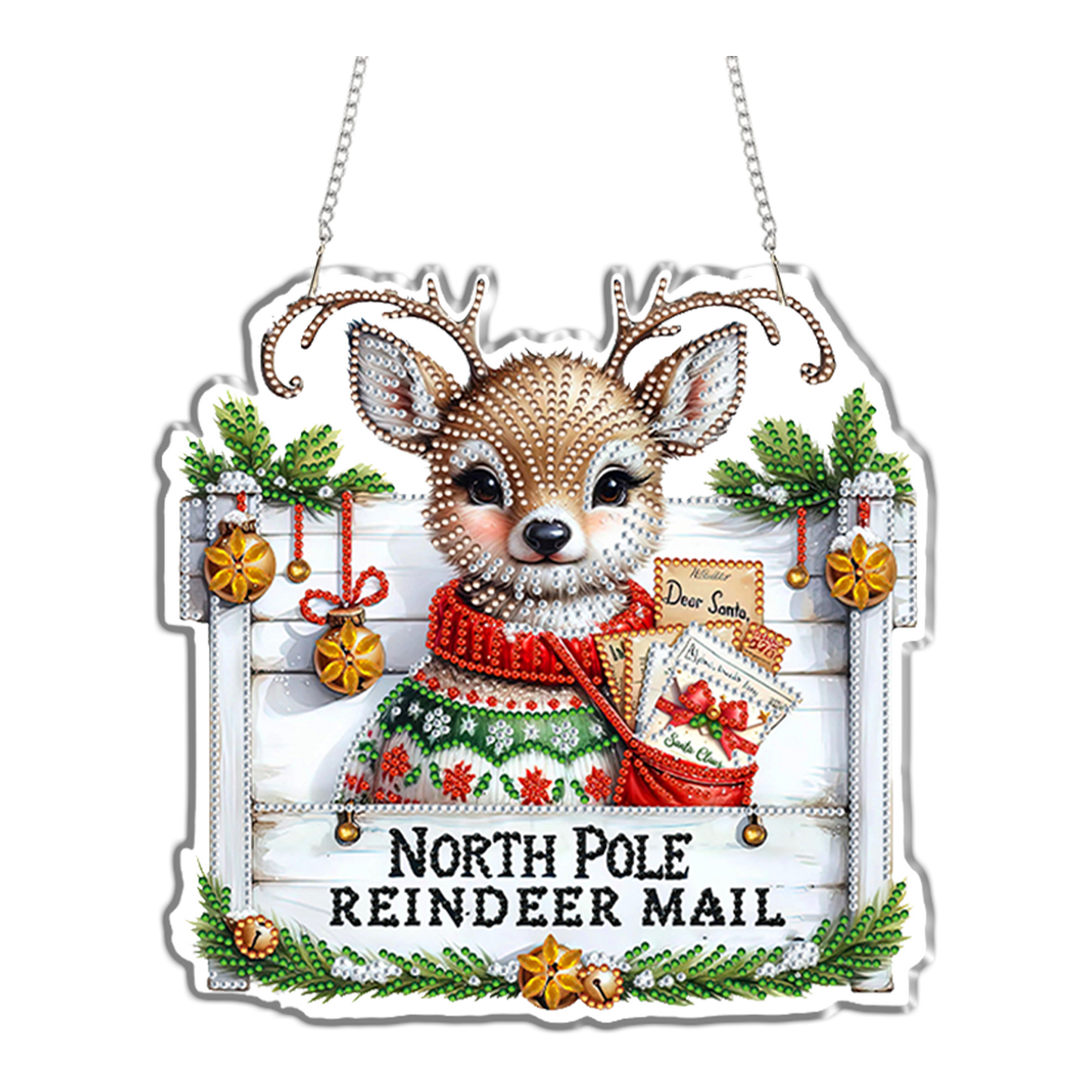 Reindeer 2D Flat DIY Acrylic Diamond Painting Pendant Kits for Home Wall Decor