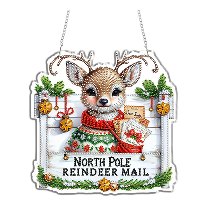 Reindeer 2D Flat DIY Acrylic Diamond Painting Pendant Kits for Home Wall Decor