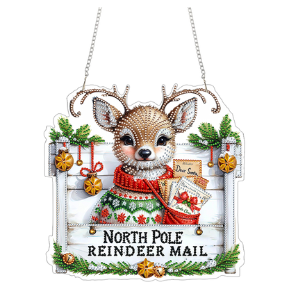 Reindeer 2D Flat DIY Acrylic Diamond Painting Pendant Kits for Home Wall Decor