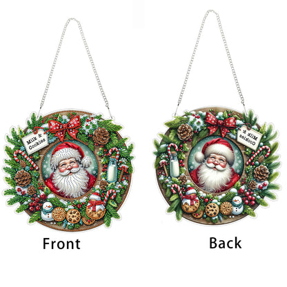 Santa Claus 2D Flat DIY Acrylic Diamond Painting Pendant Kits Home Wall Decor