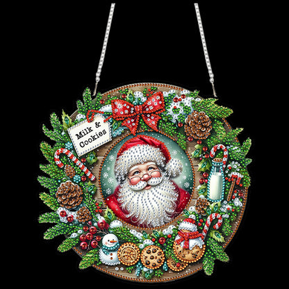 Santa Claus 2D Flat DIY Acrylic Diamond Painting Pendant Kits Home Wall Decor