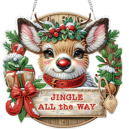 Reindeer 2D Flat DIY Acrylic Diamond Painting Pendant Kits for Home Wall Decor