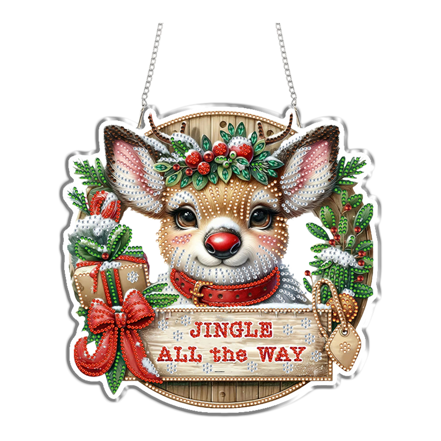 Reindeer 2D Flat DIY Acrylic Diamond Painting Pendant Kits for Home Wall Decor