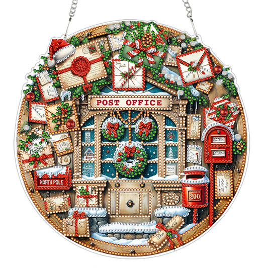 Post Office 2D Flat DIY Acrylic Diamond Painting Pendant Kits Home Wall Decor