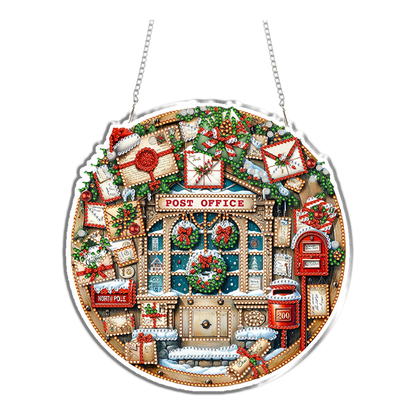 Post Office 2D Flat DIY Acrylic Diamond Painting Pendant Kits Home Wall Decor