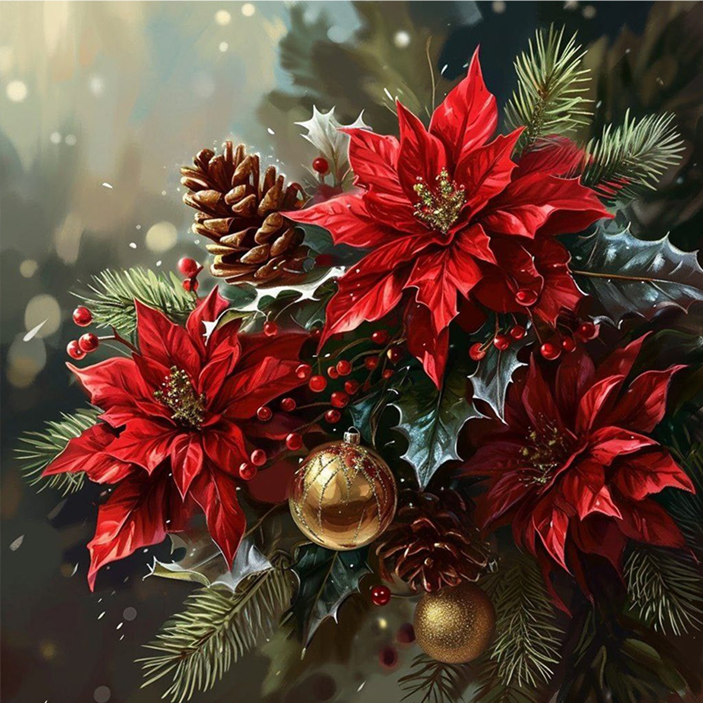 Christmas Red - Full Square Drill Diamond Painting 30*30CM