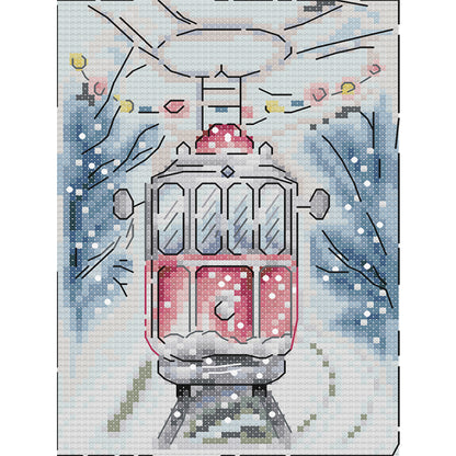 Winter Snow Scene - 14CT Stamped Cross Stitch 15*19CM (Joy Sunday)