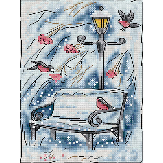 Winter Snow Scene - 14CT Stamped Cross Stitch 15*19CM (Joy Sunday)