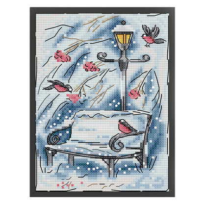 Winter Snow Scene - 14CT Stamped Cross Stitch 15*19CM (Joy Sunday)