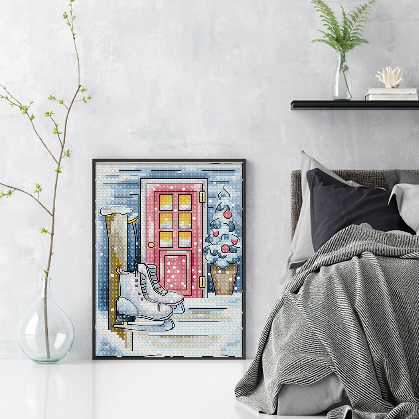 Winter Snow Scene - 14CT Stamped Cross Stitch 15*18CM (Joy Sunday)