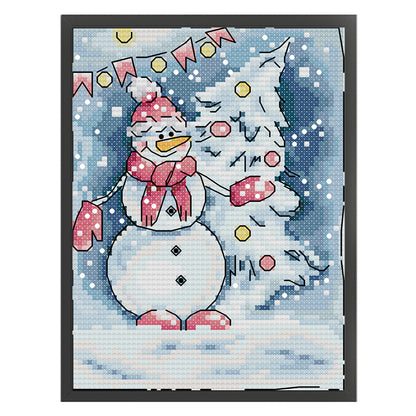 Winter Snow Scene - 14CT Stamped Cross Stitch 15*18CM (Joy Sunday)