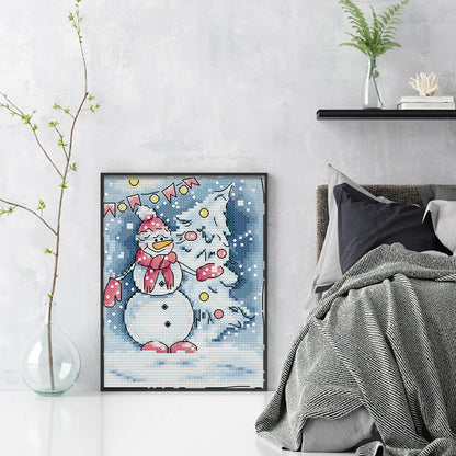 Winter Snow Scene - 14CT Stamped Cross Stitch 15*18CM (Joy Sunday)