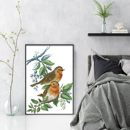 Two Little Birds - 14CT Stamped Cross Stitch 23*34CM (Joy Sunday)