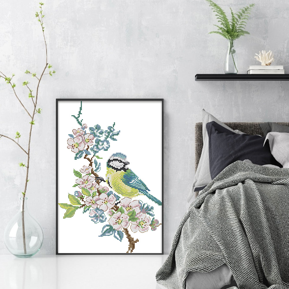 Bird On A Branch - 14CT Stamped Cross Stitch 25*34CM (Joy Sunday)