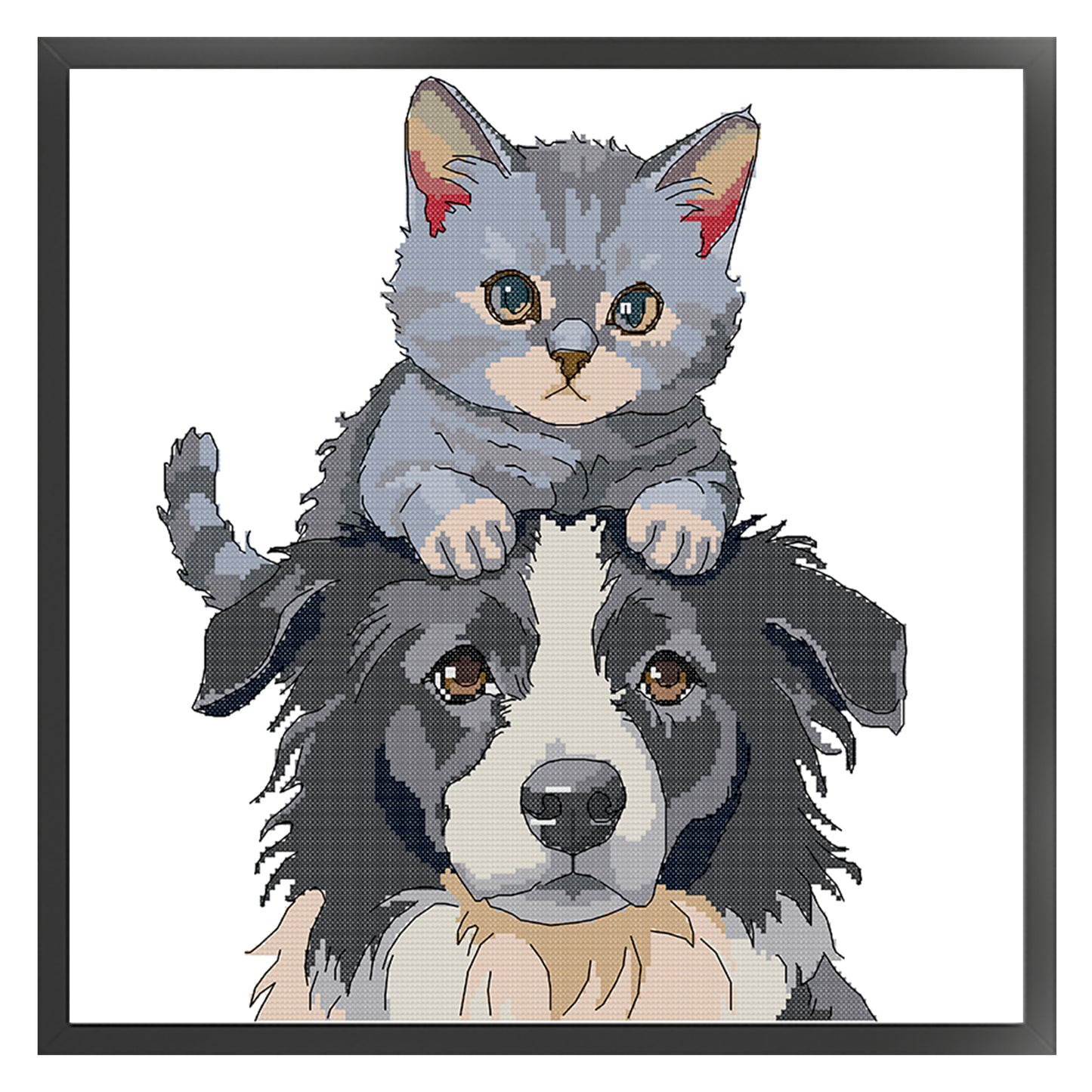 Cat And Dog - 14CT Stamped Cross Stitch 42*40CM (Joy Sunday)