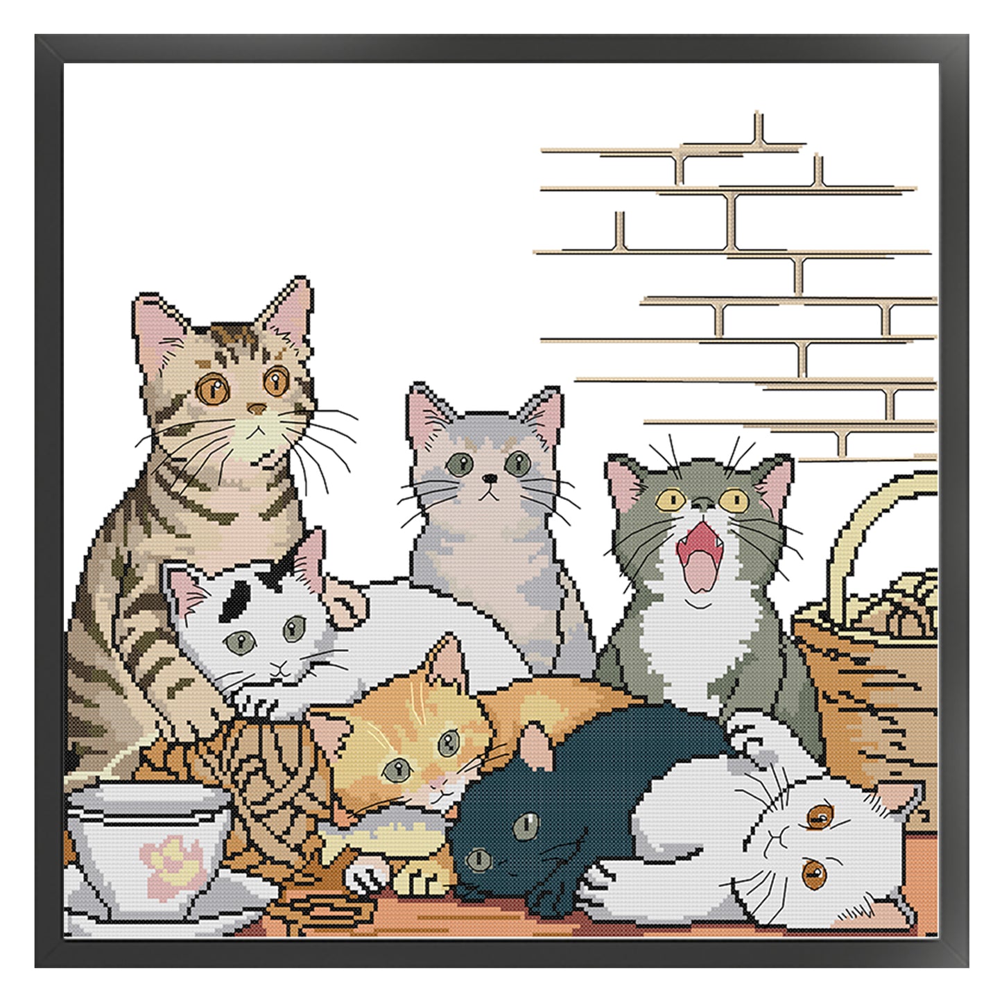 Seven Kittens - 14CT Stamped Cross Stitch 48*45CM (Joy Sunday)