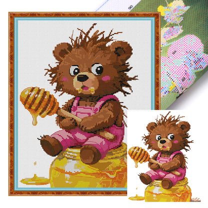 The Little Bear Who Loves Honey - 14CT Stamped Cross Stitch 31*38CM (Joy Sunday)