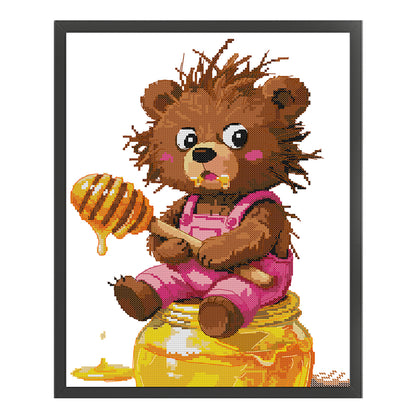 The Little Bear Who Loves Honey - 14CT Stamped Cross Stitch 31*38CM (Joy Sunday)