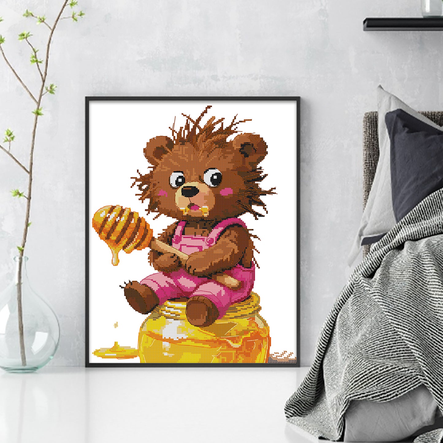 The Little Bear Who Loves Honey - 14CT Stamped Cross Stitch 31*38CM (Joy Sunday)