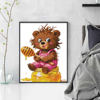The Little Bear Who Loves Honey - 14CT Stamped Cross Stitch 31*38CM (Joy Sunday)