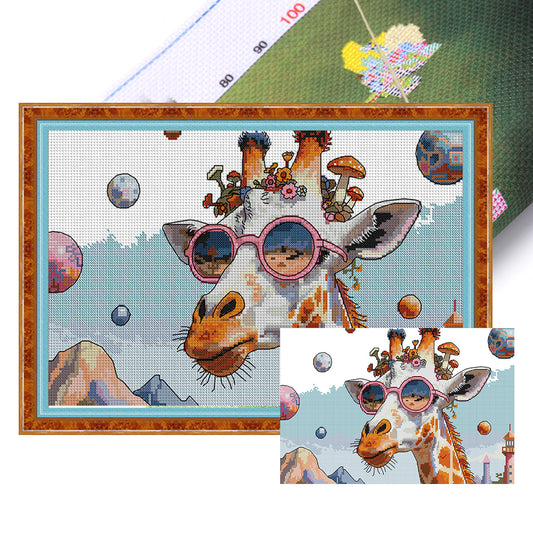 The Fashionable Giraffe - 14CT Stamped Cross Stitch 42*28CM (Joy Sunday)